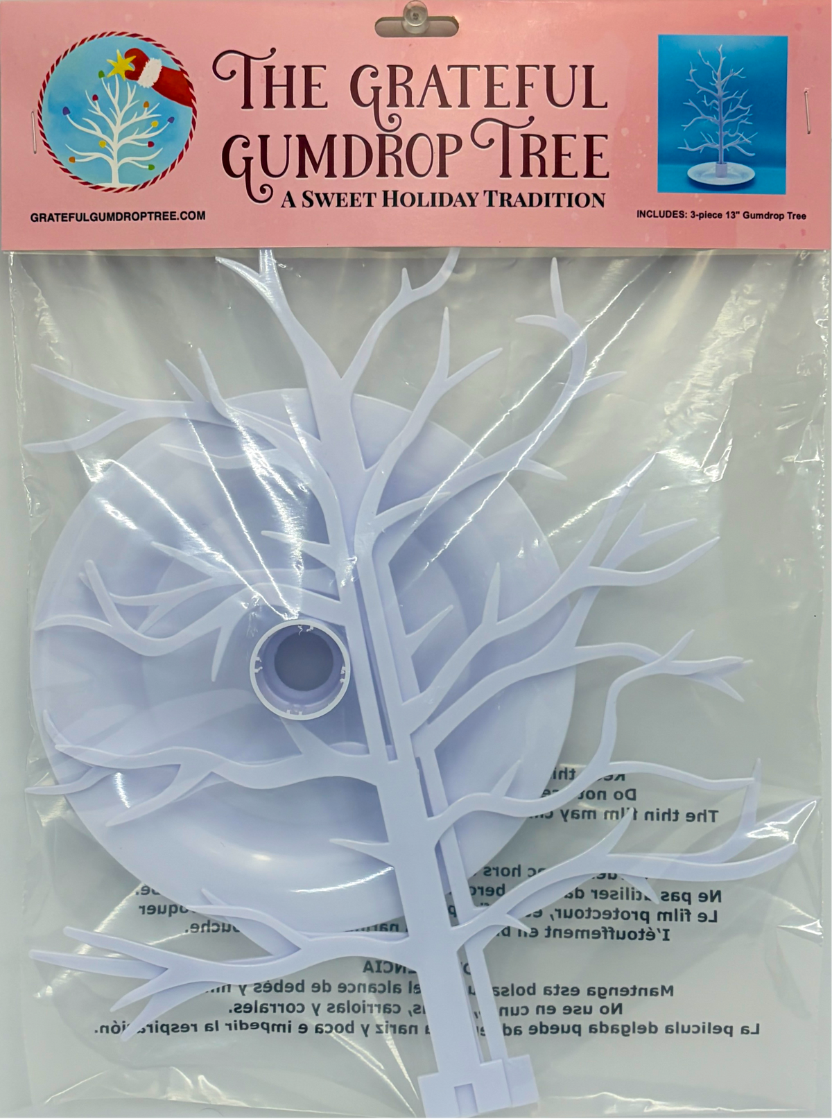 The Grateful Gumdrop Tree® Vintage 13" White Gumdrop Tree, 3-Piece Set, BPA-Free Plastic (Gumdrops Not Included)