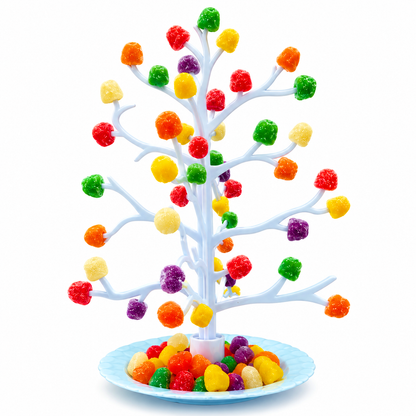 13" Retro Gumdrop Tree - White w/ Candy Dish - Christmas Family Tradition